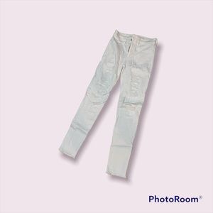 High rise white skinny jeans